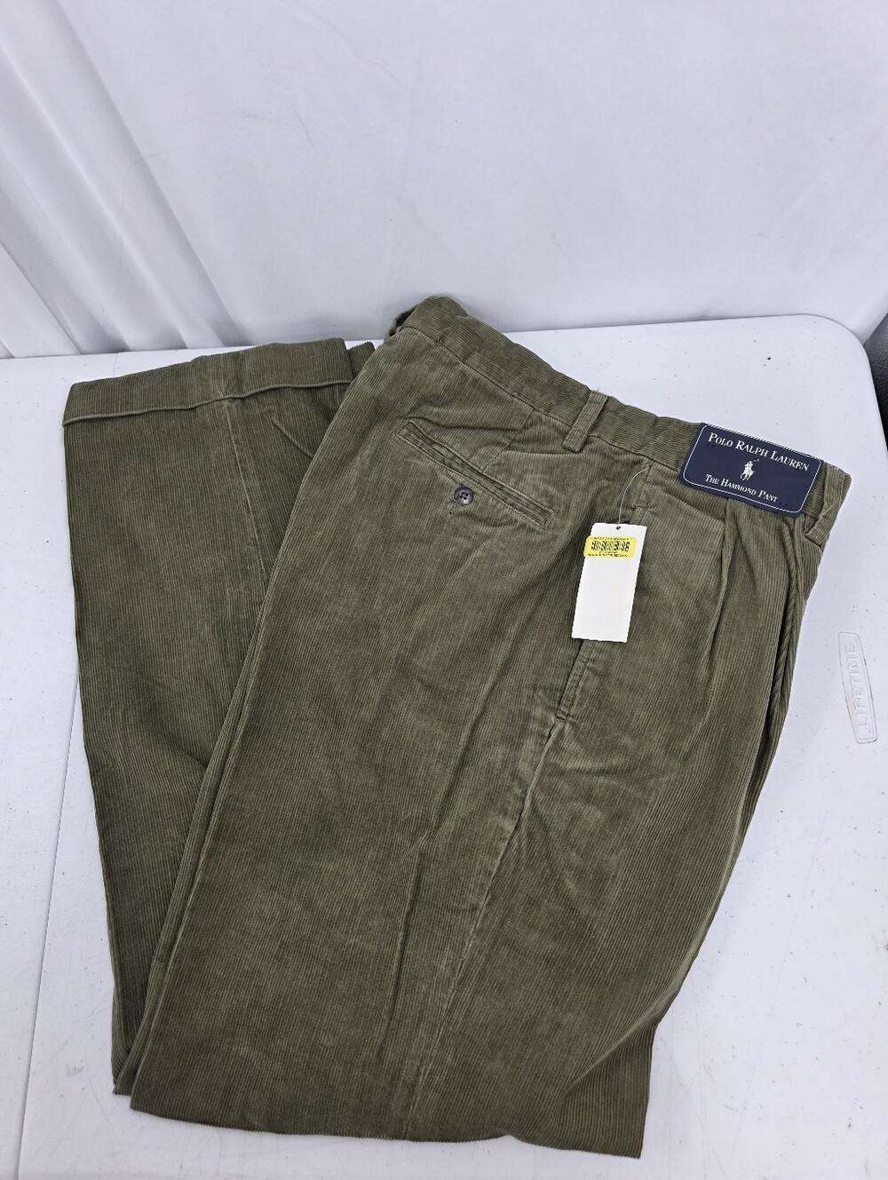 NWT Vintage Polo Ralph Lauren Hammond Pants Corduroy Pleated Olive Men's 33x30.